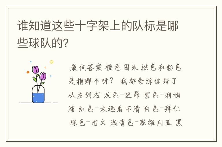 谁知道这些十字架上的队标是哪些球队的？