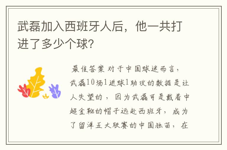 武磊加入西班牙人后，他一共打进了多少个球？