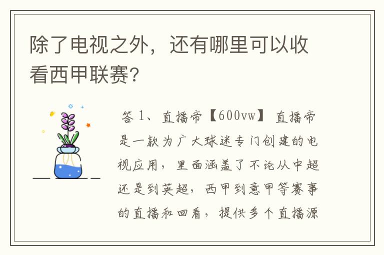 除了电视之外，还有哪里可以收看西甲联赛?