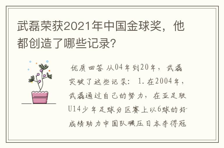 武磊荣获2021年中国金球奖，他都创造了哪些记录？