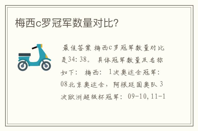 梅西c罗冠军数量对比？