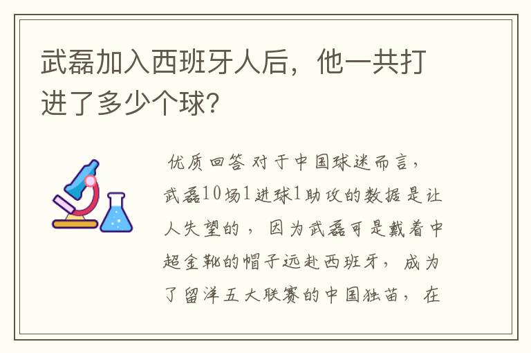 武磊加入西班牙人后，他一共打进了多少个球？