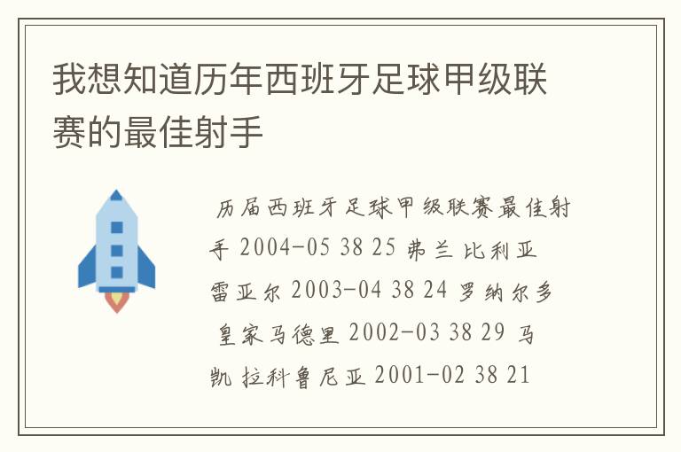 我想知道历年西班牙足球甲级联赛的最佳射手