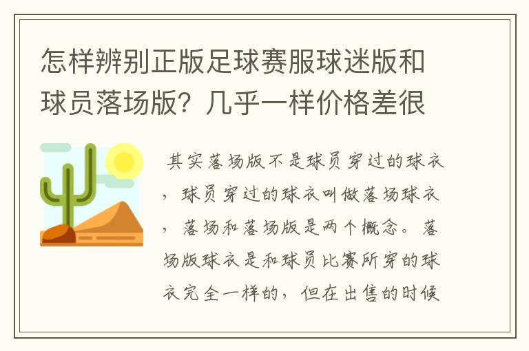 怎样辨别正版足球赛服球迷版和球员落场版？几乎一样价格差很大（JUVEN）