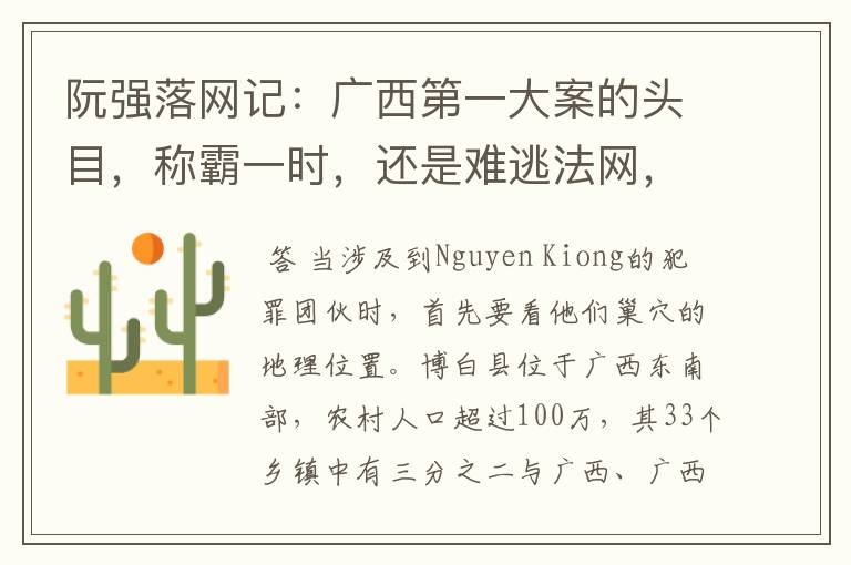 阮强落网记：广西第一大案的头目，称霸一时，还是难逃法网，后来怎样？