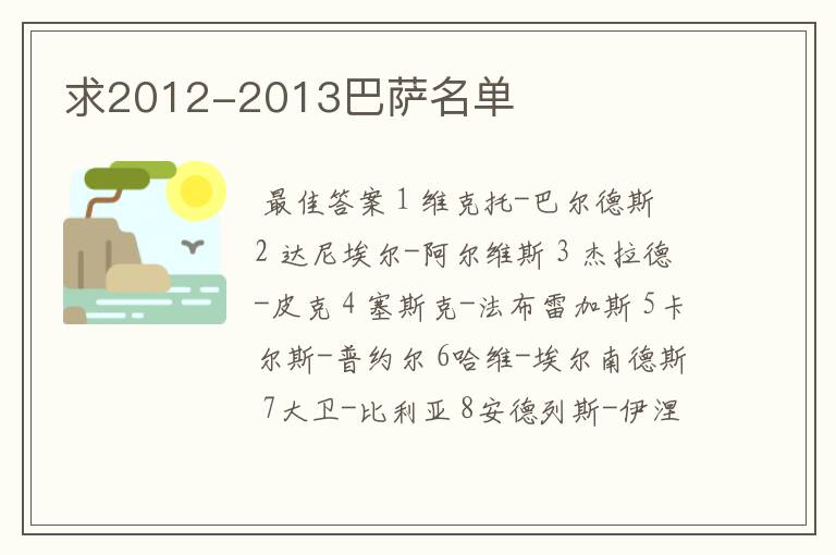 求2012-2013巴萨名单