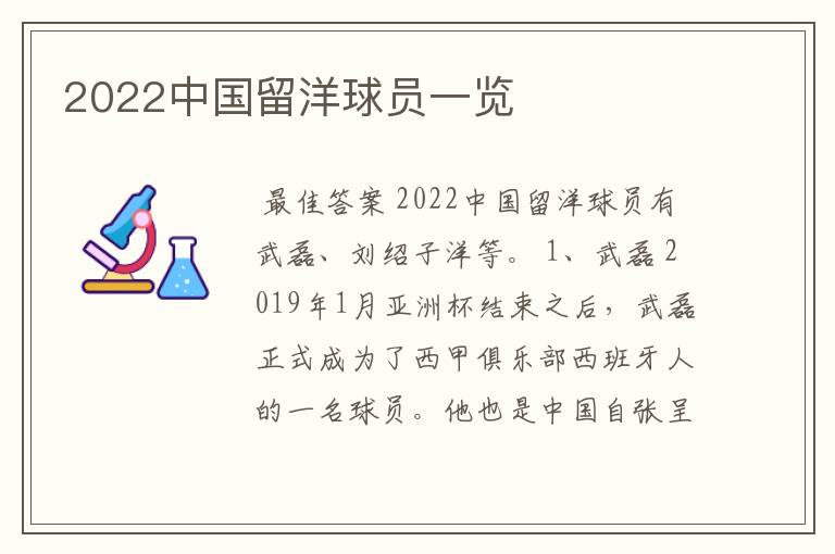 2022中国留洋球员一览