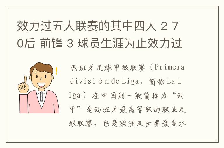 效力过五大联赛的其中四大 2 70后 前锋 3 球员生涯为止效力过8支球队 4 其中一联赛拿过联赛冠军 5 欧冠冠