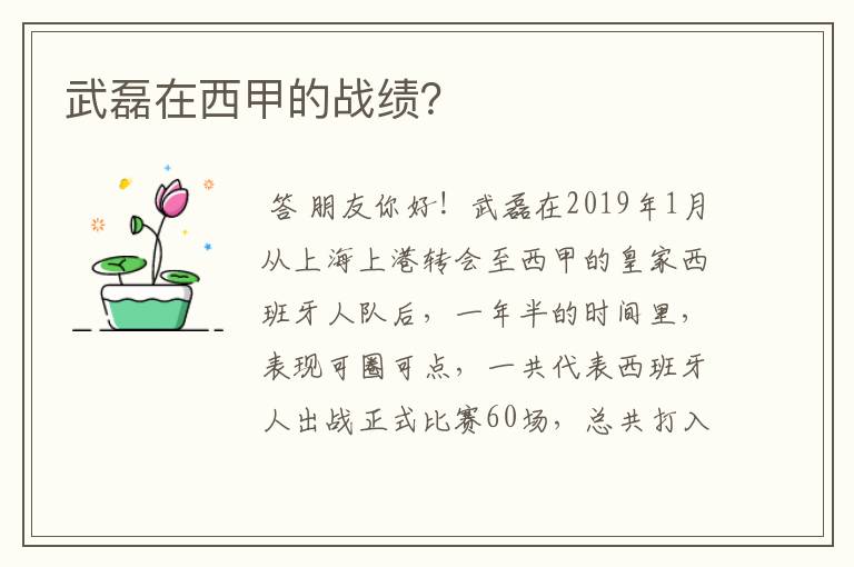 武磊在西甲的战绩？