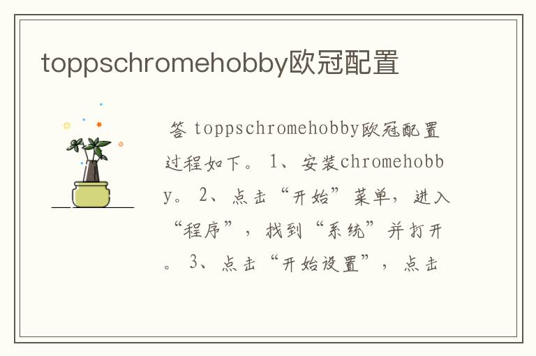 toppschromehobby欧冠配置