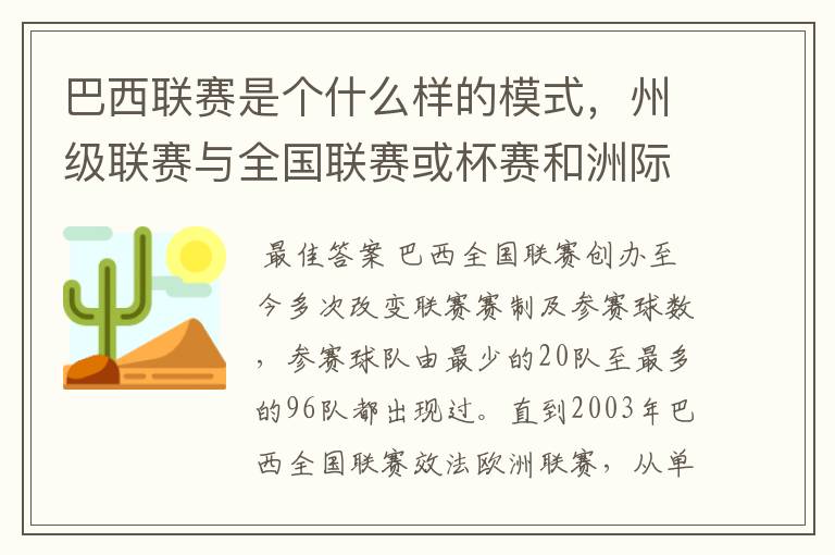 巴西联赛是个什么样的模式，州级联赛与全国联赛或杯赛和洲际联赛，作一只巴甲球队一赛季要踢多少场比赛？