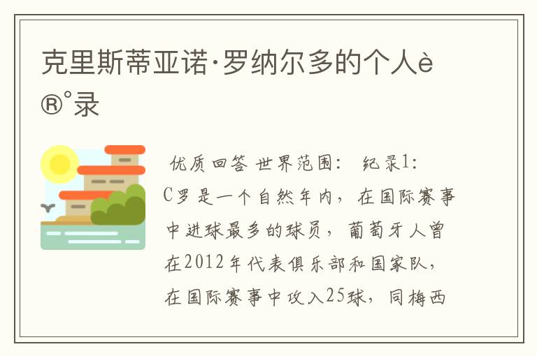 克里斯蒂亚诺·罗纳尔多的个人记录