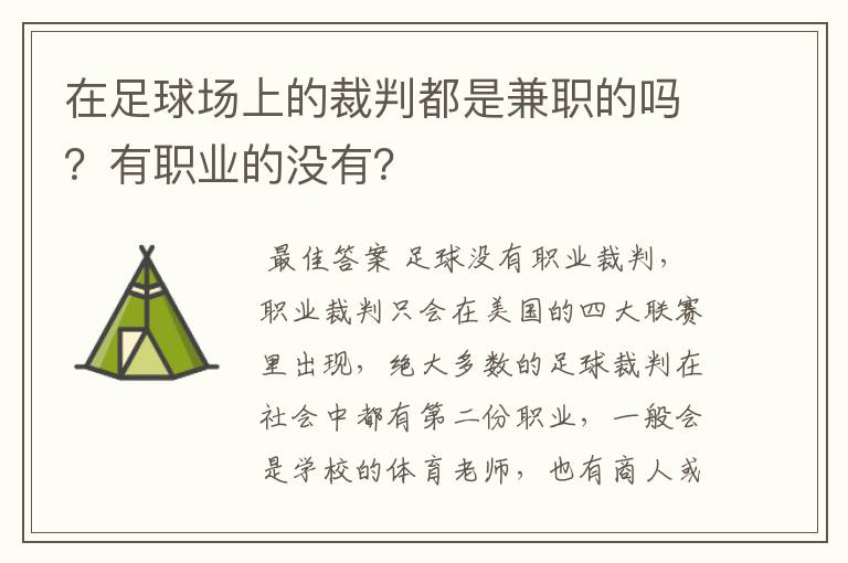 在足球场上的裁判都是兼职的吗？有职业的没有？