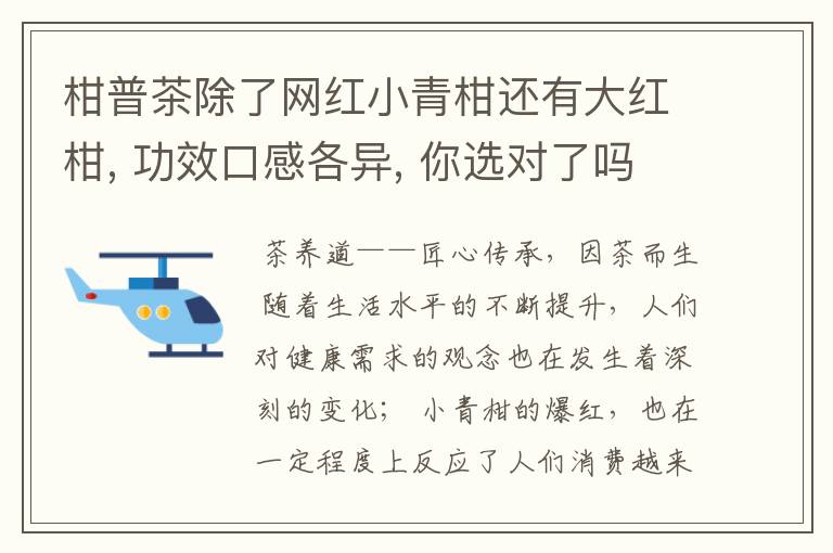 柑普茶除了网红小青柑还有大红柑, 功效口感各异, 你选对了吗?