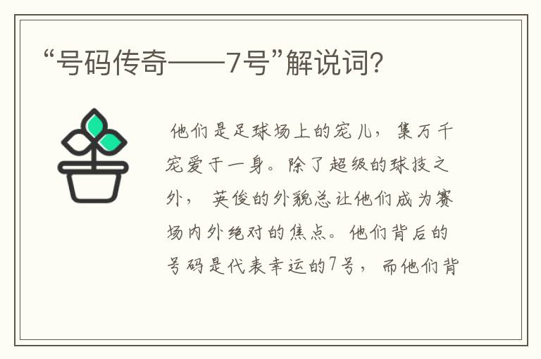 “号码传奇——7号”解说词？