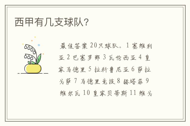 西甲有几支球队?