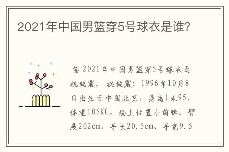 2021年中国男篮穿5号球衣是谁？