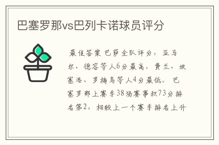 巴塞罗那vs巴列卡诺球员评分