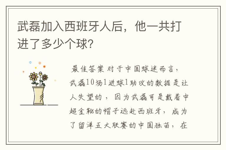 武磊加入西班牙人后，他一共打进了多少个球？