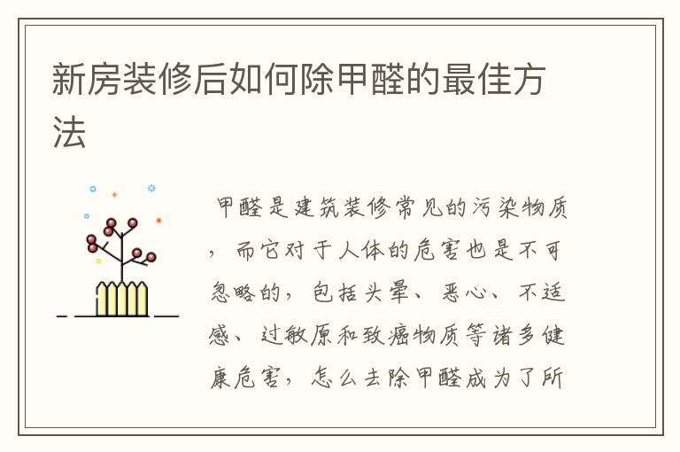 新房装修后如何除甲醛的最佳方法