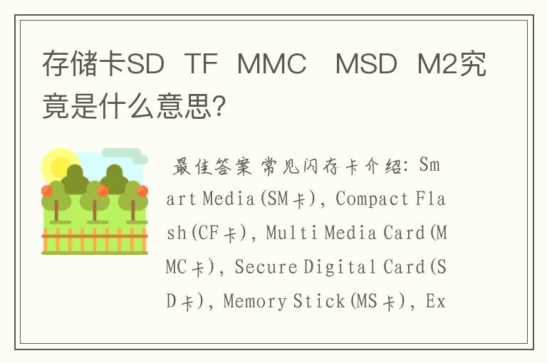 存储卡SD  TF  MMC   MSD  M2究竟是什么意思？