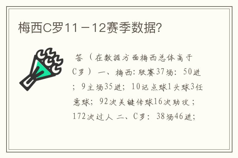 梅西C罗11－12赛季数据？