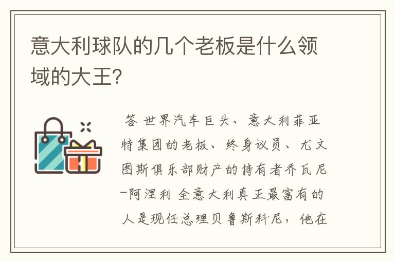 意大利球队的几个老板是什么领域的大王？