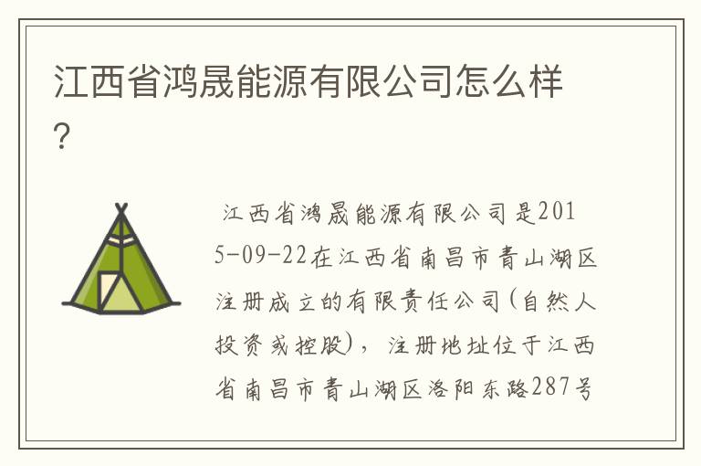 江西省鸿晟能源有限公司怎么样？