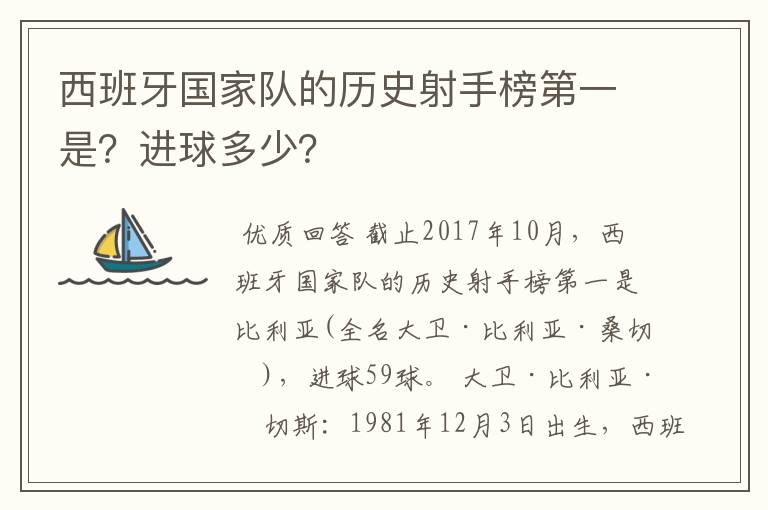 西班牙国家队的历史射手榜第一是？进球多少？