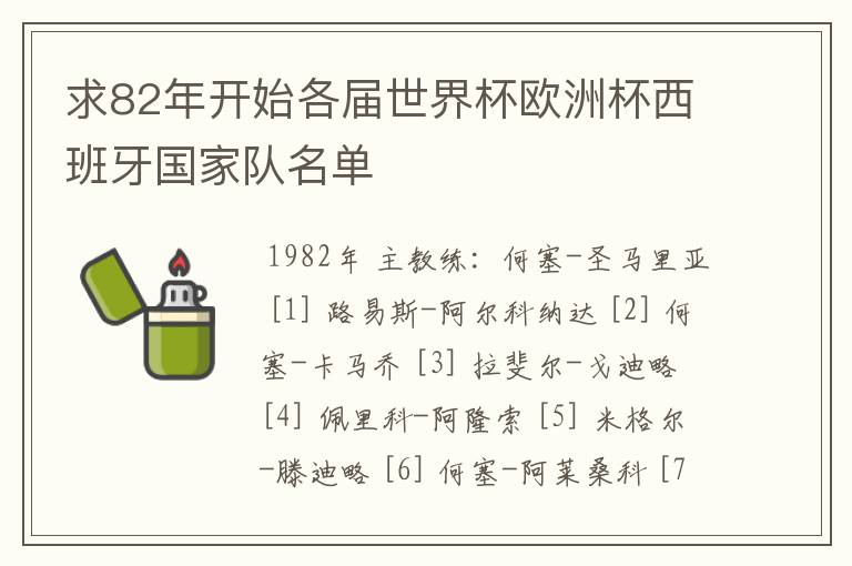 求82年开始各届世界杯欧洲杯西班牙国家队名单