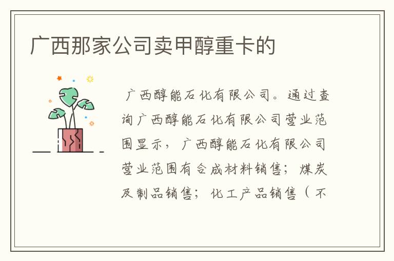 广西那家公司卖甲醇重卡的