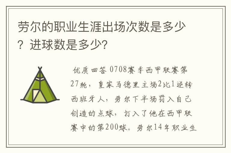 劳尔的职业生涯出场次数是多少？进球数是多少？