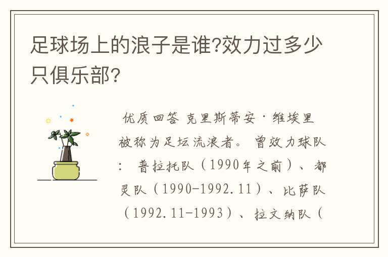 足球场上的浪子是谁?效力过多少只俱乐部?