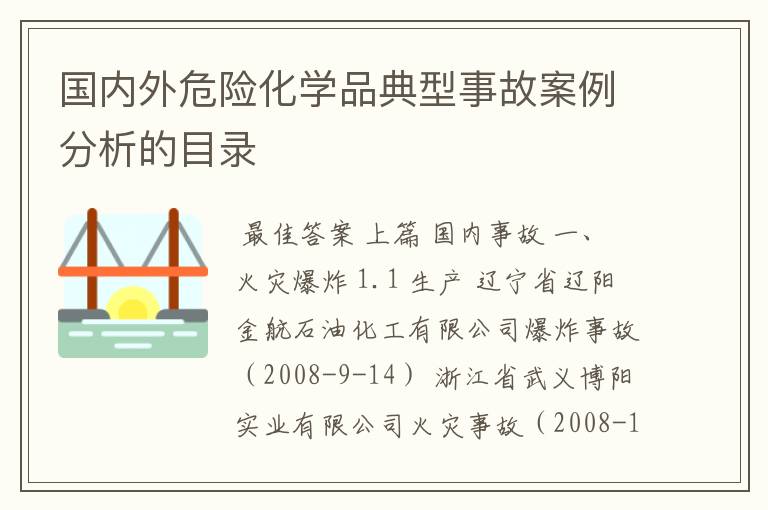 国内外危险化学品典型事故案例分析的目录