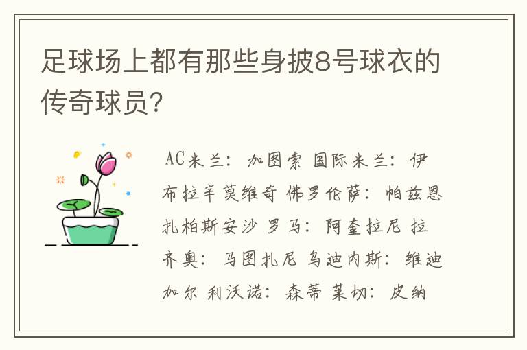 足球场上都有那些身披8号球衣的传奇球员？