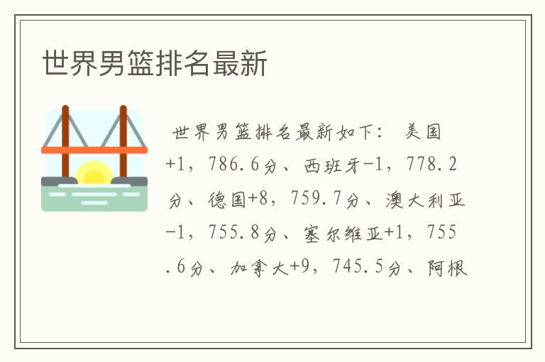 世界男篮排名最新