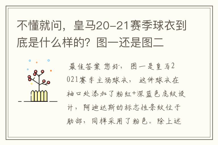 不懂就问，皇马20-21赛季球衣到底是什么样的？图一还是图二