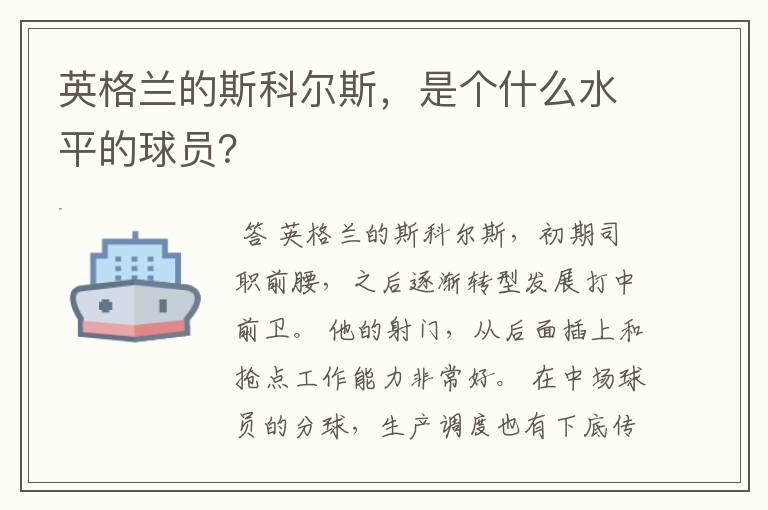 英格兰的斯科尔斯，是个什么水平的球员？