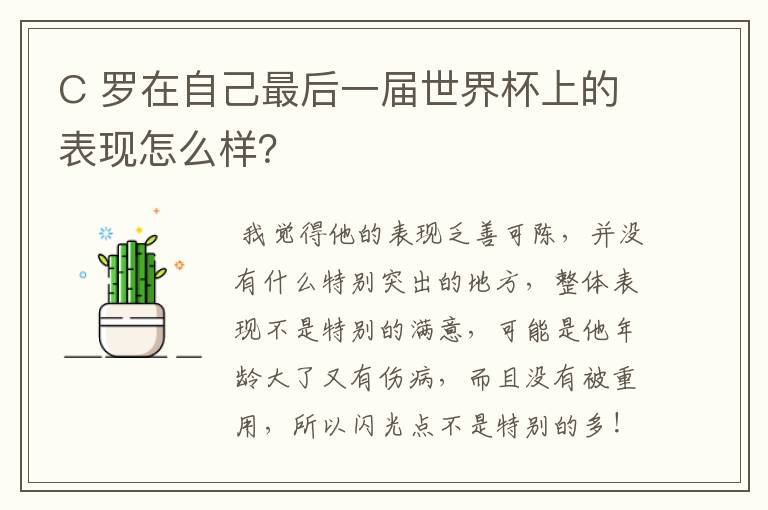 C 罗在自己最后一届世界杯上的表现怎么样？