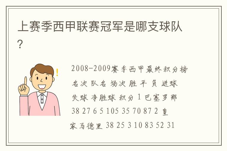 上赛季西甲联赛冠军是哪支球队？