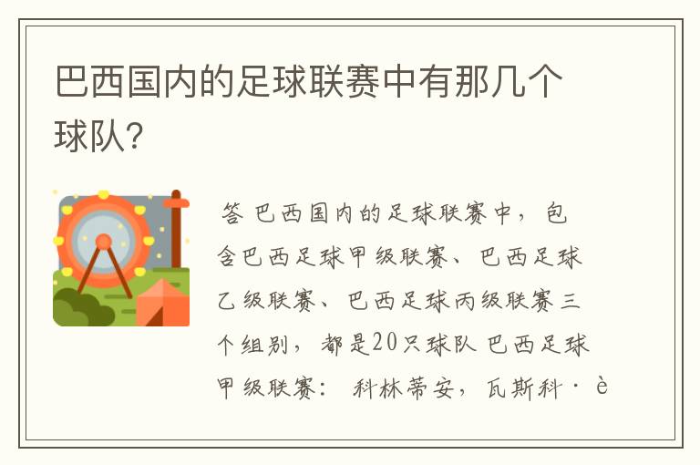 巴西国内的足球联赛中有那几个球队？