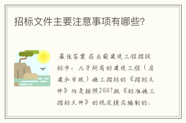 招标文件主要注意事项有哪些？