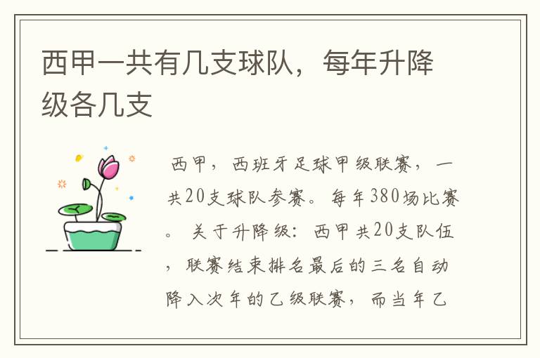 西甲一共有几支球队，每年升降级各几支