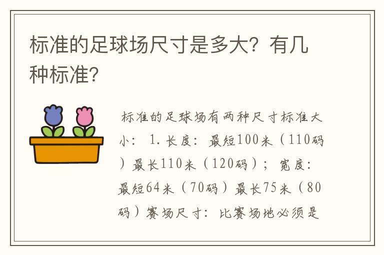 标准的足球场尺寸是多大？有几种标准？