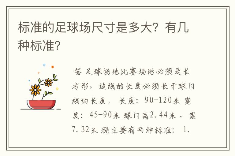 标准的足球场尺寸是多大？有几种标准？