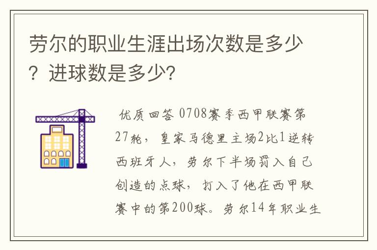 劳尔的职业生涯出场次数是多少？进球数是多少？