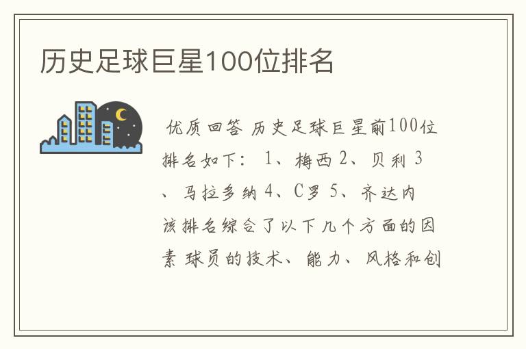 历史足球巨星100位排名