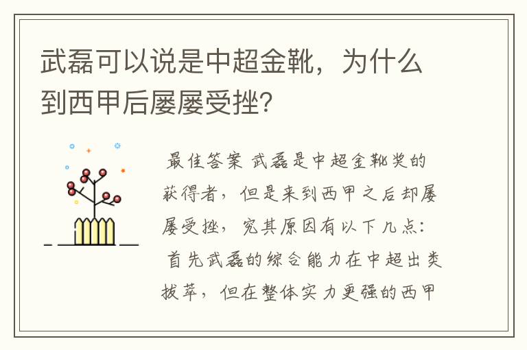 武磊可以说是中超金靴，为什么到西甲后屡屡受挫？