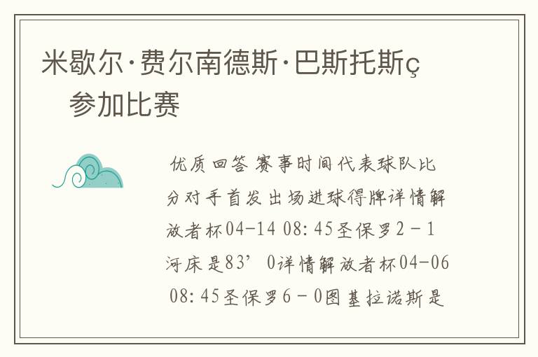 米歇尔·费尔南德斯·巴斯托斯的参加比赛