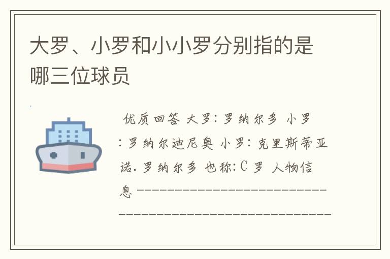 大罗、小罗和小小罗分别指的是哪三位球员